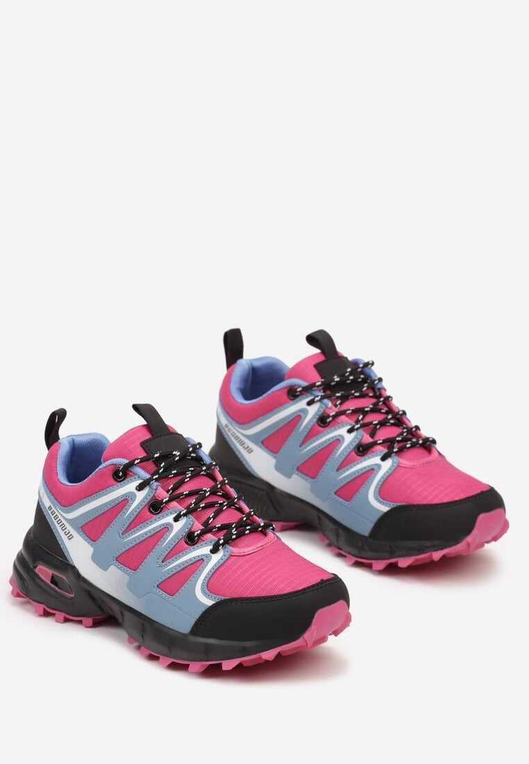 Niebiesko-Fuksjowe Buty Sportowe Sneakersy Sznurowane na Tłoczonej Podeszwie Tinasinna