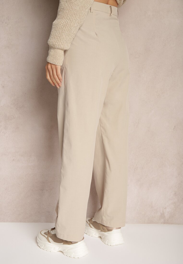 Pantaloni Bej din Bumbac cu Picior Larg Befia