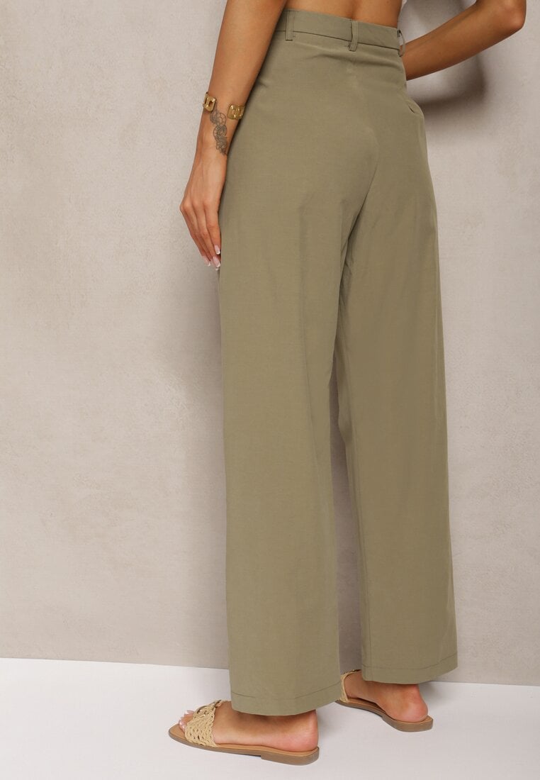 Pantaloni verzi din bumbac Befia cu croială largă