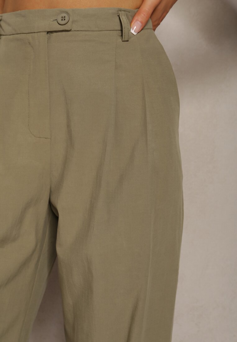Pantaloni verzi din bumbac Befia cu croială largă