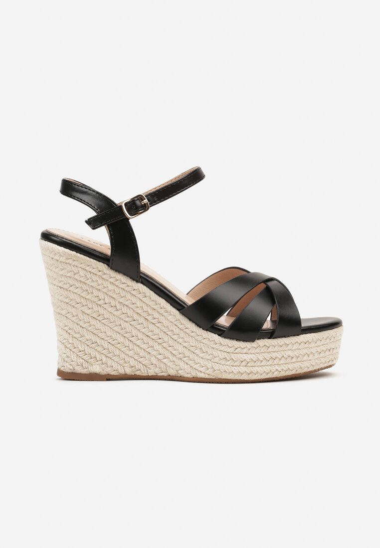 Sandale Casual Negre pe Platformă Împletită Tinamaria