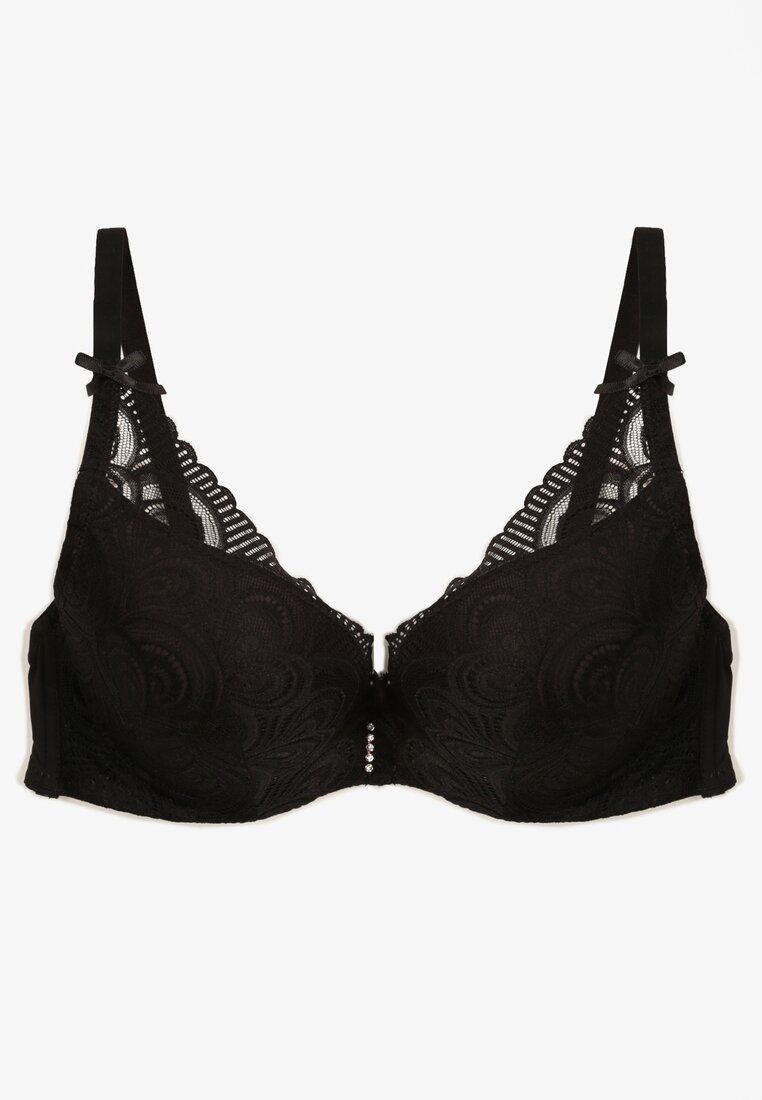 Sutien Push-Up Telovia Negru Cu Dantelă