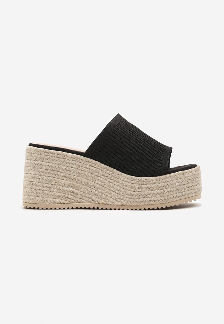 Negre Papuci Casual Boho pe Platformă Împletită Neltara