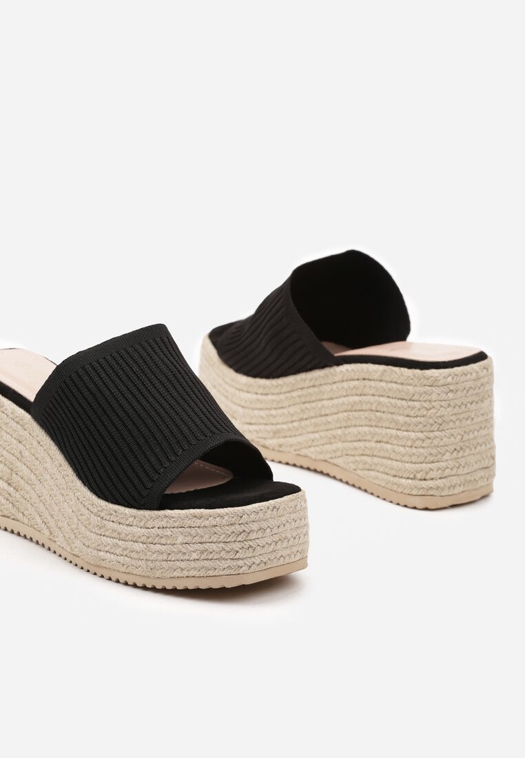Negre Papuci Casual Boho pe Platformă Împletită Neltara