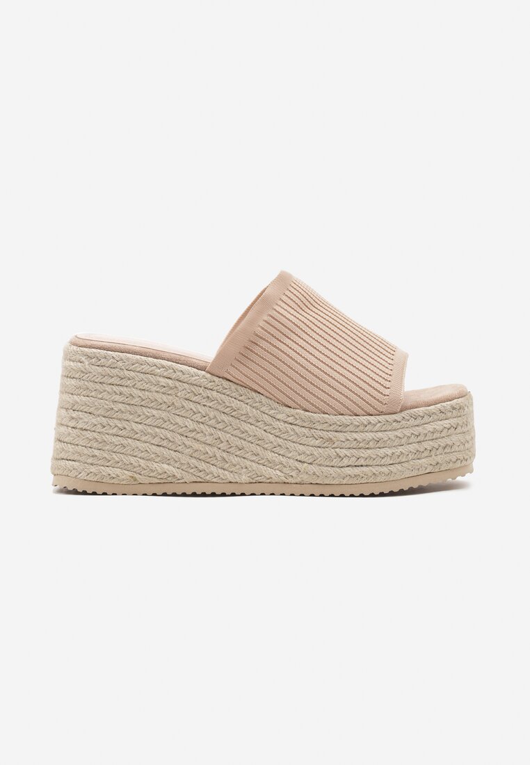 Bej Casual Papuci de casă în Stil Boho pe Platformă cu Împletitură Neltara