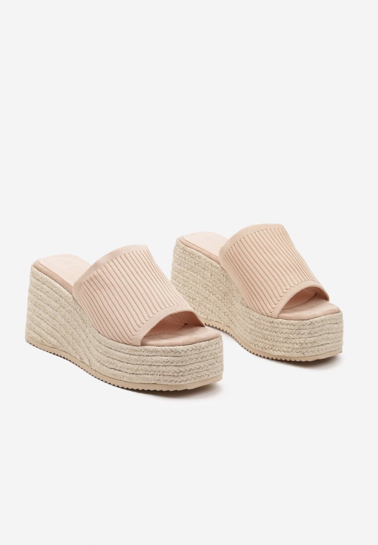 Bej Casual Papuci de casă în Stil Boho pe Platformă cu Împletitură Neltara