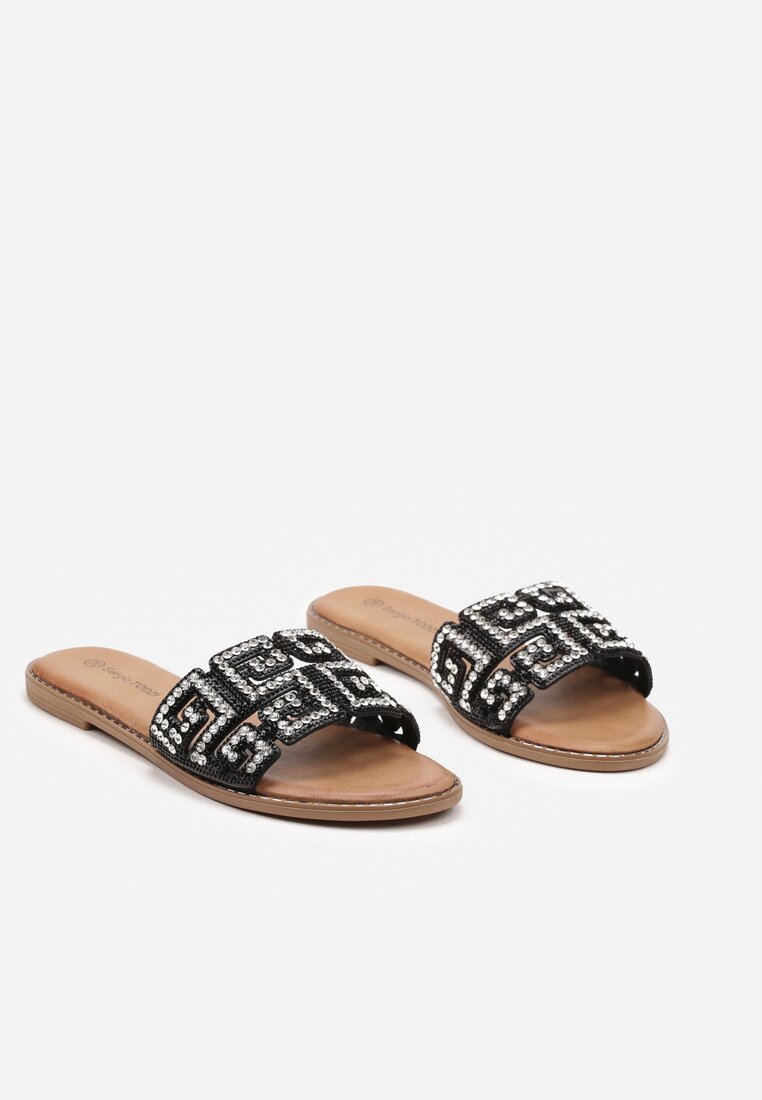 Negre Boho Papuci cu Talpă Plată Nelfea
