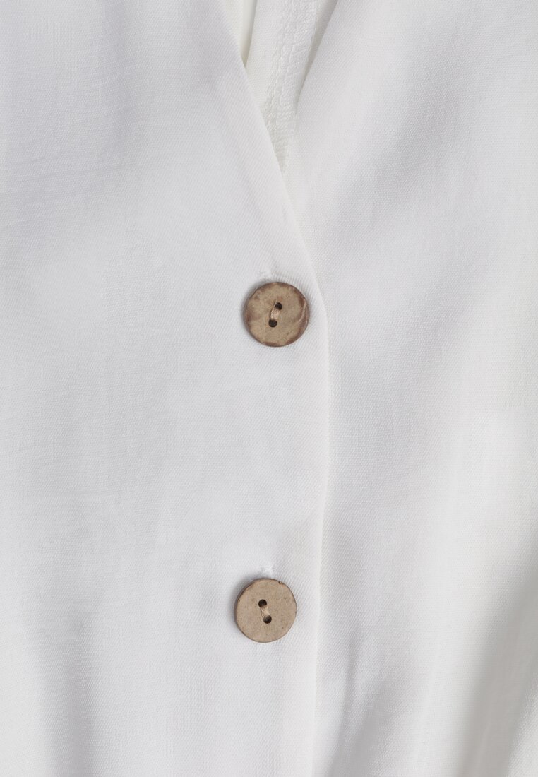 Salopeta alba cambrata din viscoză cu nasturi Frisea