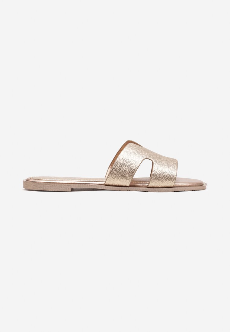 Slippers Casual Șampanie Talpă Plată Decupate Zadea
