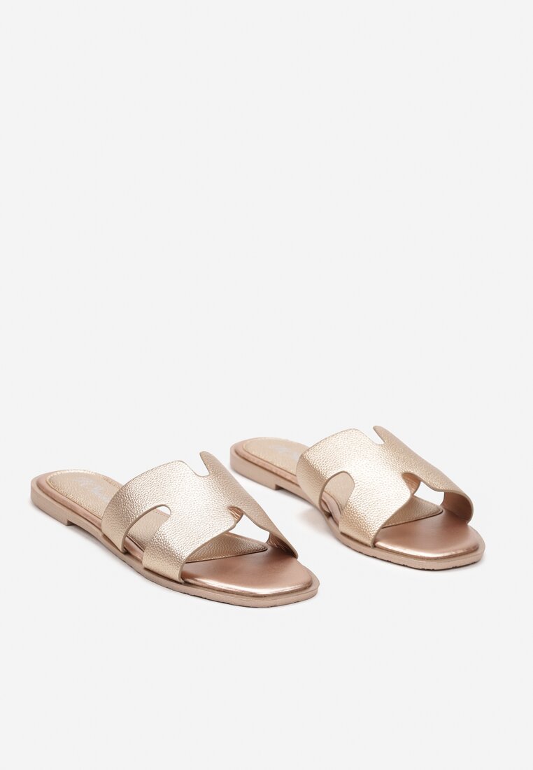 Slippers Casual Șampanie Talpă Plată Decupate Zadea