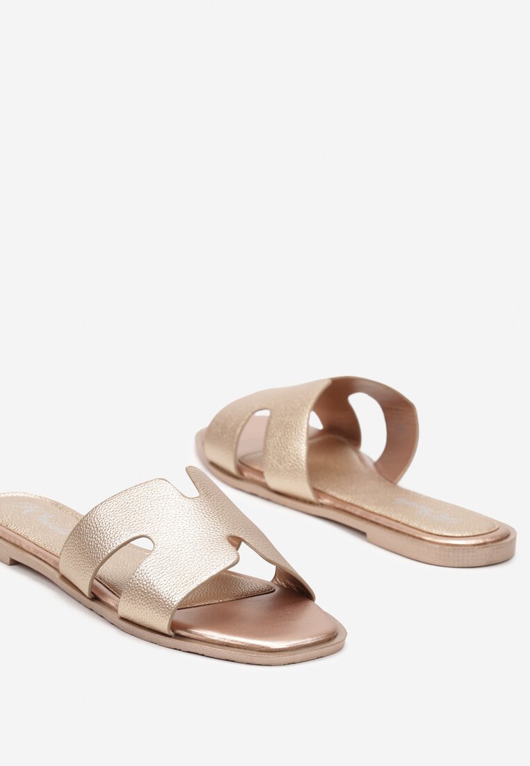 Slippers Casual Șampanie Talpă Plată Decupate Zadea