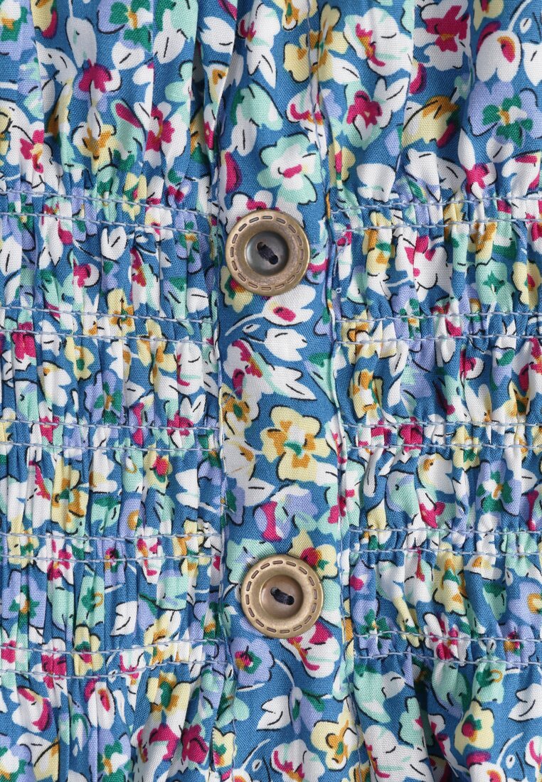 Rochie Albastră din Bumbac cu Croi în Cloș și Elastic în Talie Nelyssa