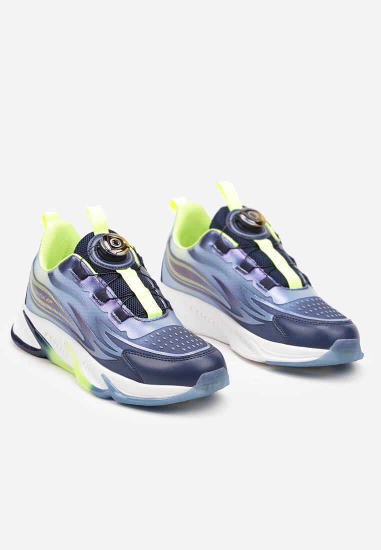 Bleumarin-Verde Pantofi Sport Sneakersi Talpă Plată Sistem Rotire Vimaritta