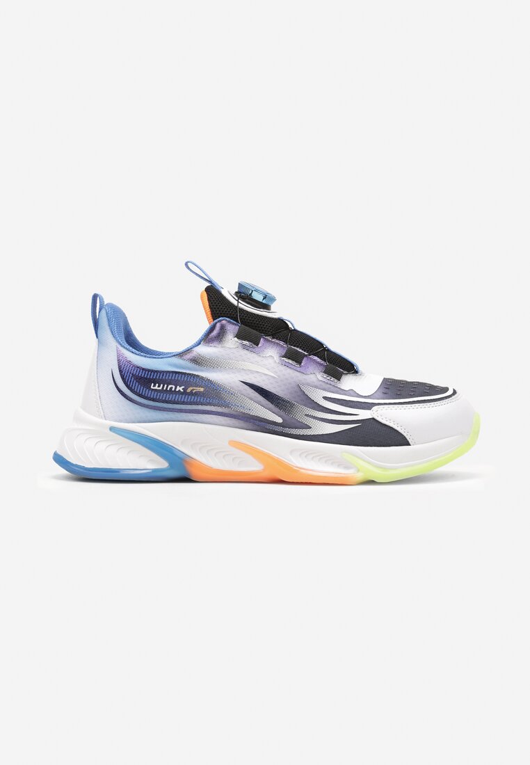 Biało-Niebieskie Buty Sportowe Sneakersy na Płaskiej Podeszwie z Regulowanym Pokrętłem Vimaritta