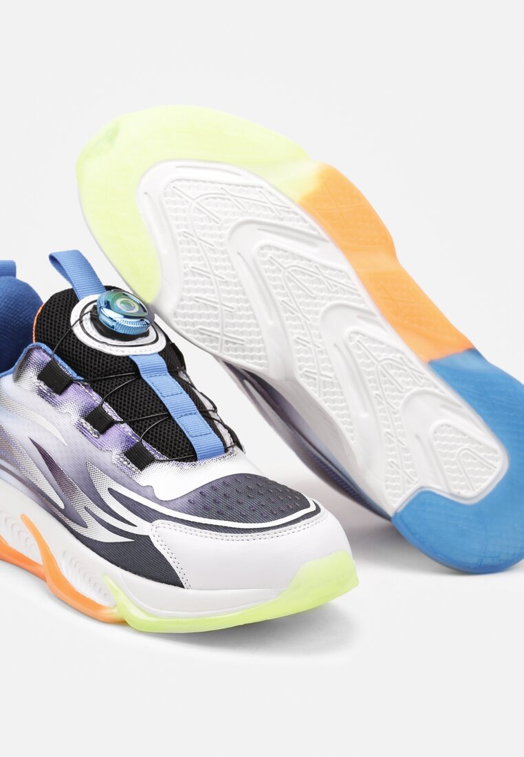 Biało-Niebieskie Buty Sportowe Sneakersy na Płaskiej Podeszwie z Regulowanym Pokrętłem Vimaritta