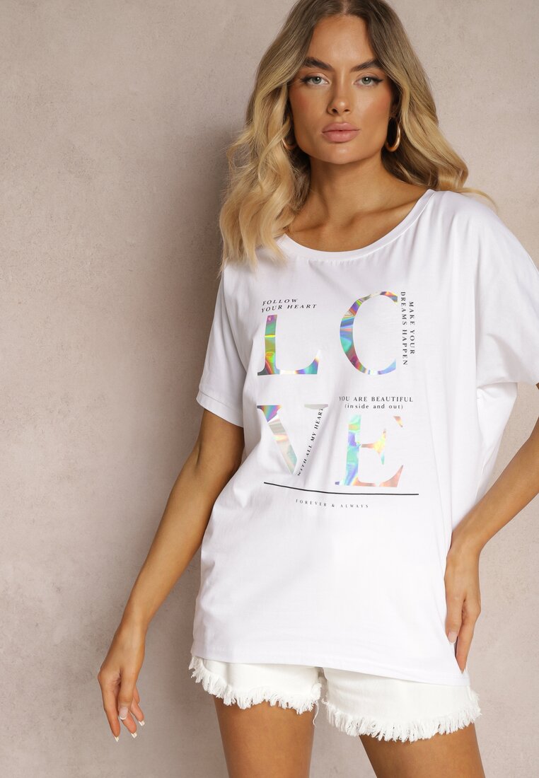 Tricou Bumbac Alb Imprimeu Metalic Nolinea