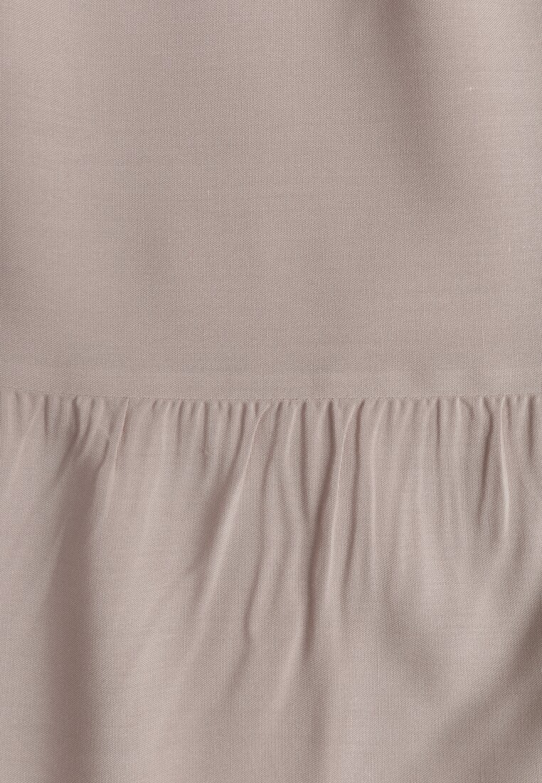 Beżowa Bawełniana Sukienka o Rozkloszowanym Kroju Bez Rękawów Gladea