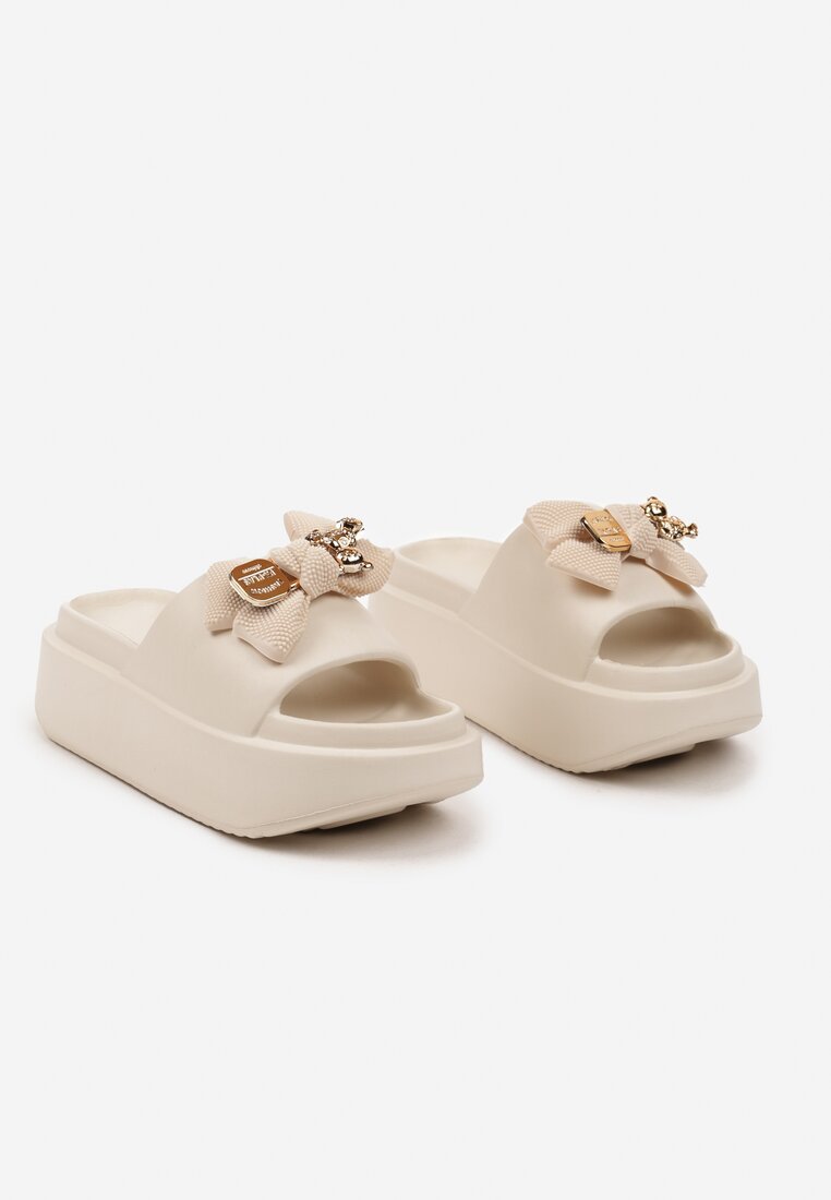 Bej Pantofi Slip-On Spumă cu Fundă Nellsina