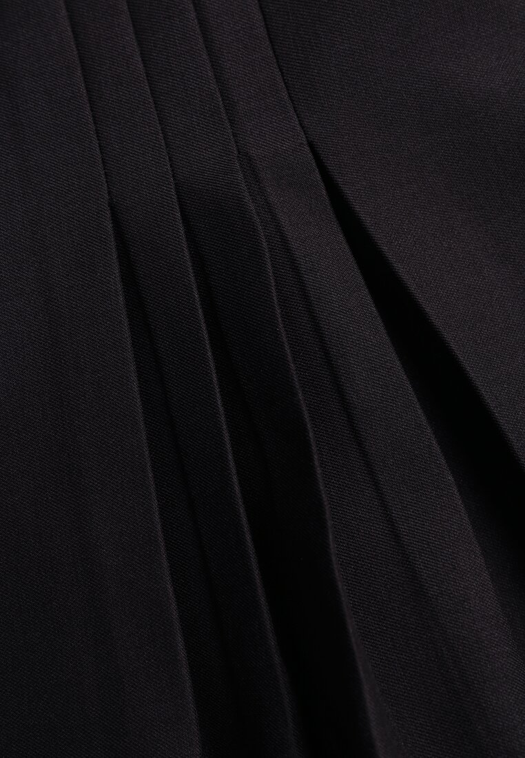 Czarne Rozkloszowane Spódnico-Spodenki Plisowane High Waist z Paskiem Bastorea