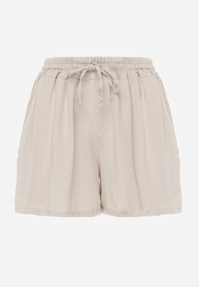 Șort Bej Croi Lejer Talie Înaltă Elastic Vimallora