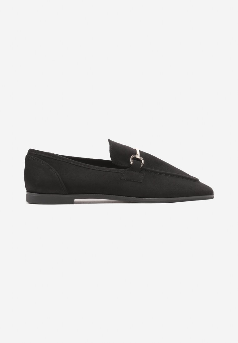 Mocasini Negri cu Talpă Plată în Stil Clasic Ornamentați cu Cataramă Vimallis
