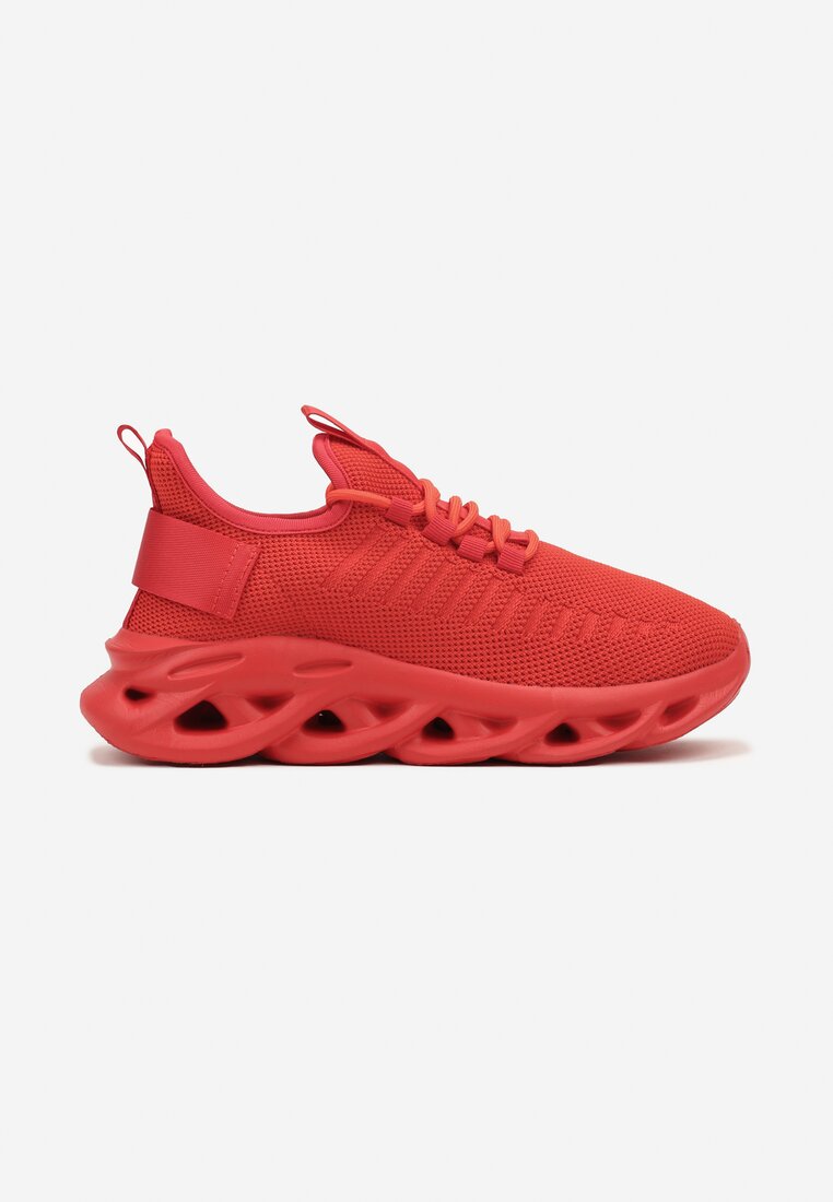 Czerwone Płaskie Buty Sportowe Sneakersy Ozdobione Tłoczeniem Rerceria