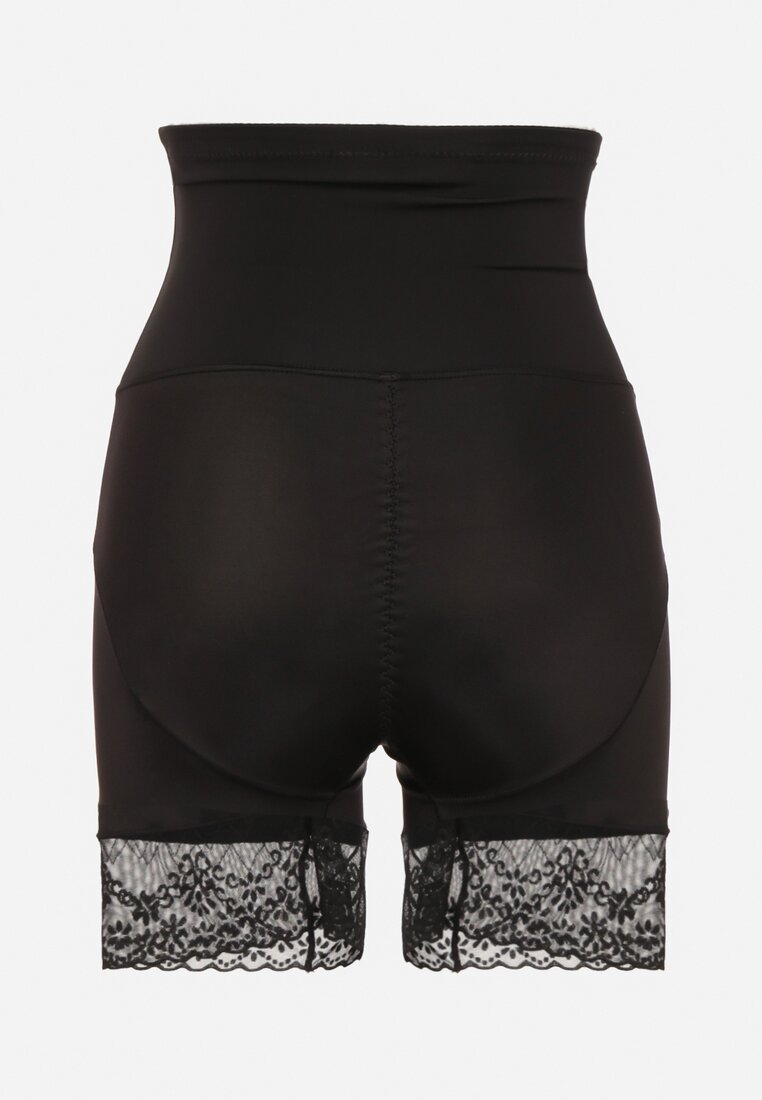 Czarna Bielizna modelująca Szorty High Waist Zakończone Koronką Dliana