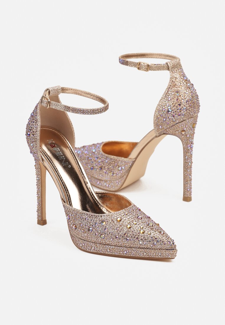 Pantofi stiletto Nelefia Culoarea șampaniei