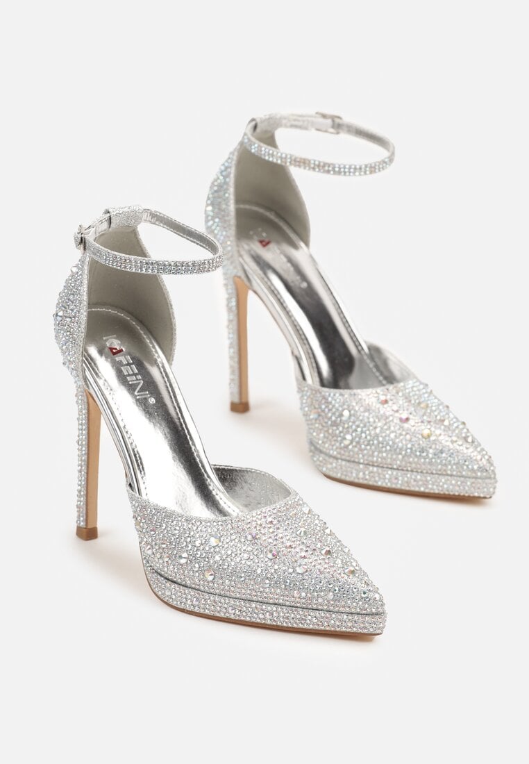 Pantofi stiletto Nelefia Argintii