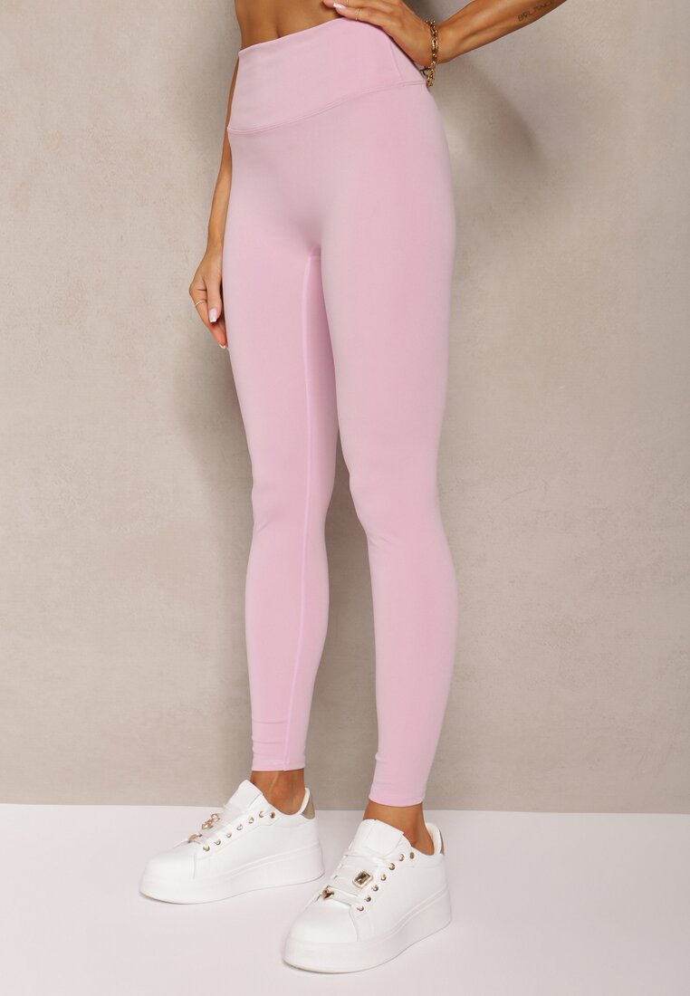 Różowe Sportowe Legginsy High Waist Quarefia