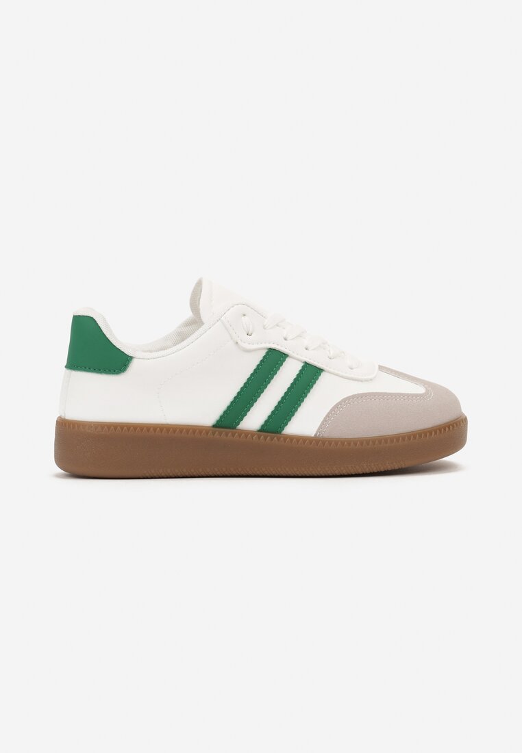 Biało-Zielone Sneakersy Sznurowane w Sportowym Stylu Mrefia