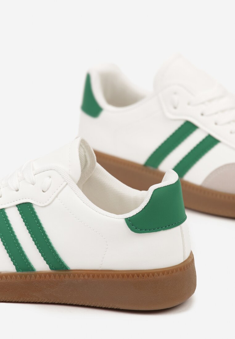 Biało-Zielone Sneakersy Sznurowane w Sportowym Stylu Mrefia