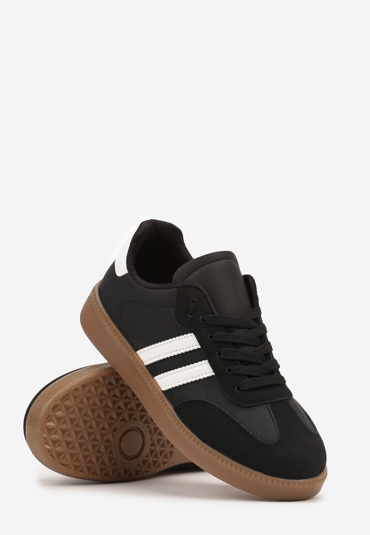 Czarne Sneakersy Sznurowane w Sportowym Stylu Mrefia