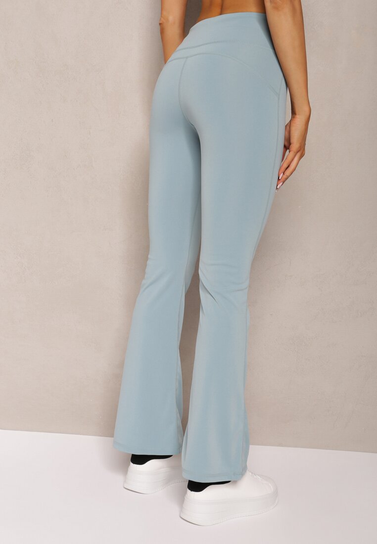 Niebieskie Spodnie Dzwony High Waist z Gumką w Talii Laramae