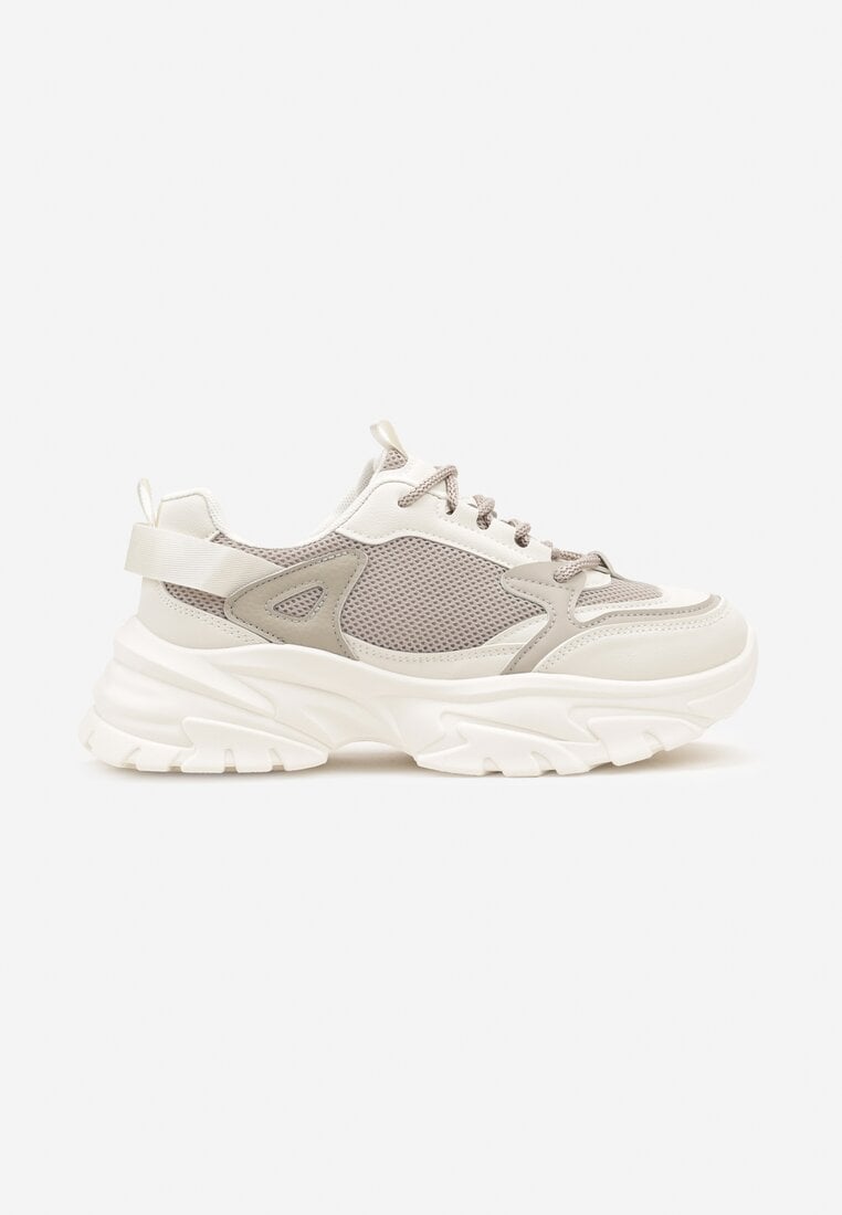 Szare Sneakersy na Platformie z Przeszyciami Pod Kostkę Benasia