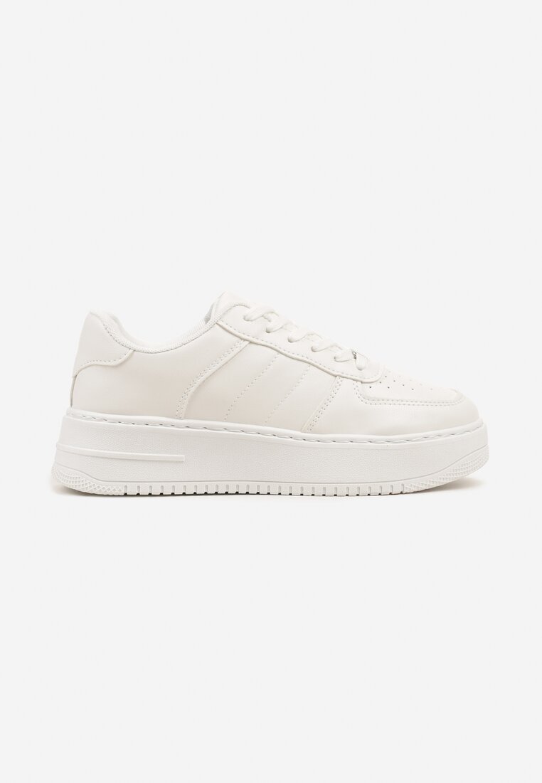 Białe Casualowe Płaskie Sneakersy Wykończone Perforacją Vlineara