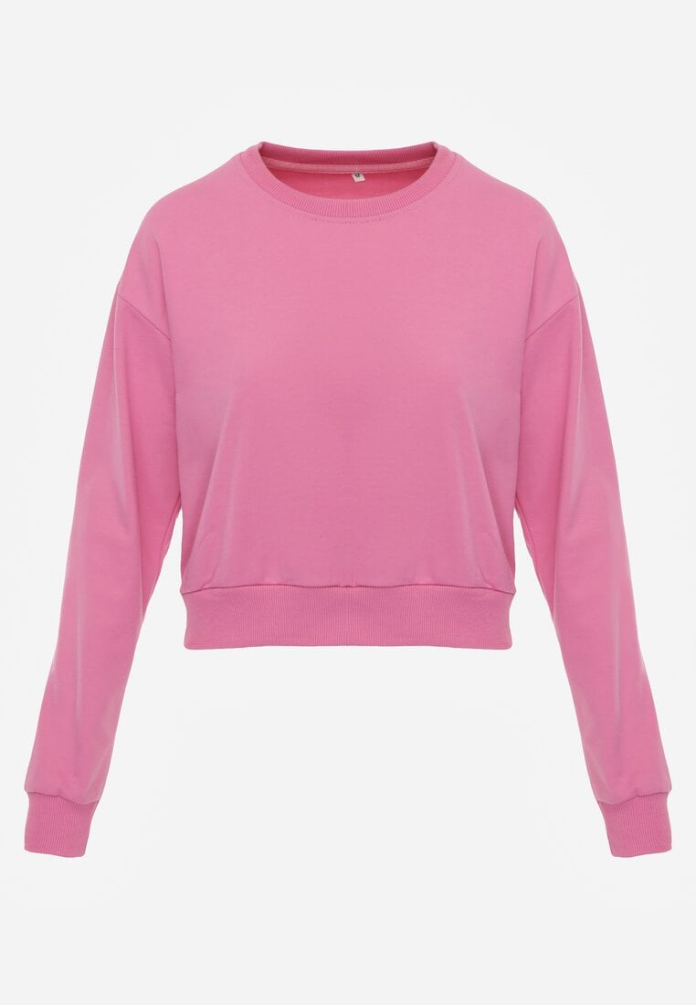 Fuksjowa Bluza z Bawełną ze Ściągaczami przy Rękawach i w Pasie Alberia