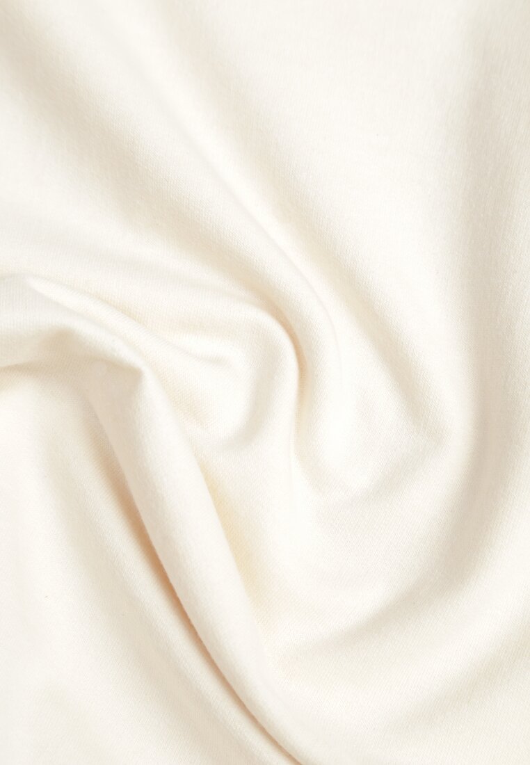 Jasnobeżowa Bluza z Bawełną ze Ściągaczami przy Rękawach i w Pasie Alberia