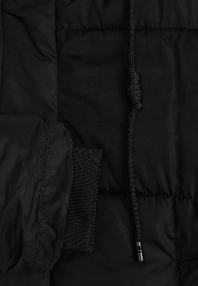 Czarna Kurtka Pikowana Puffer z Kapturem Mivvia