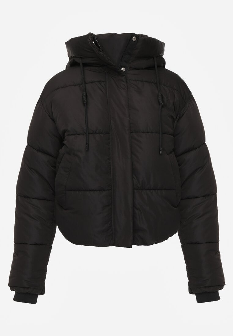 Czarna Kurtka Pikowana Puffer z Kapturem Mivvia