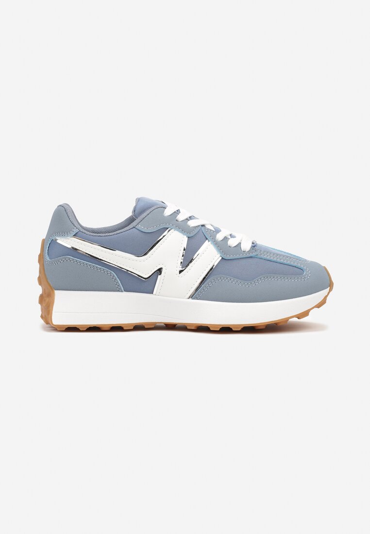 Jasnoniebieskie Sneakersy z Ozdobną Naszywką i Wypukłym Bieżnikiem Irittas