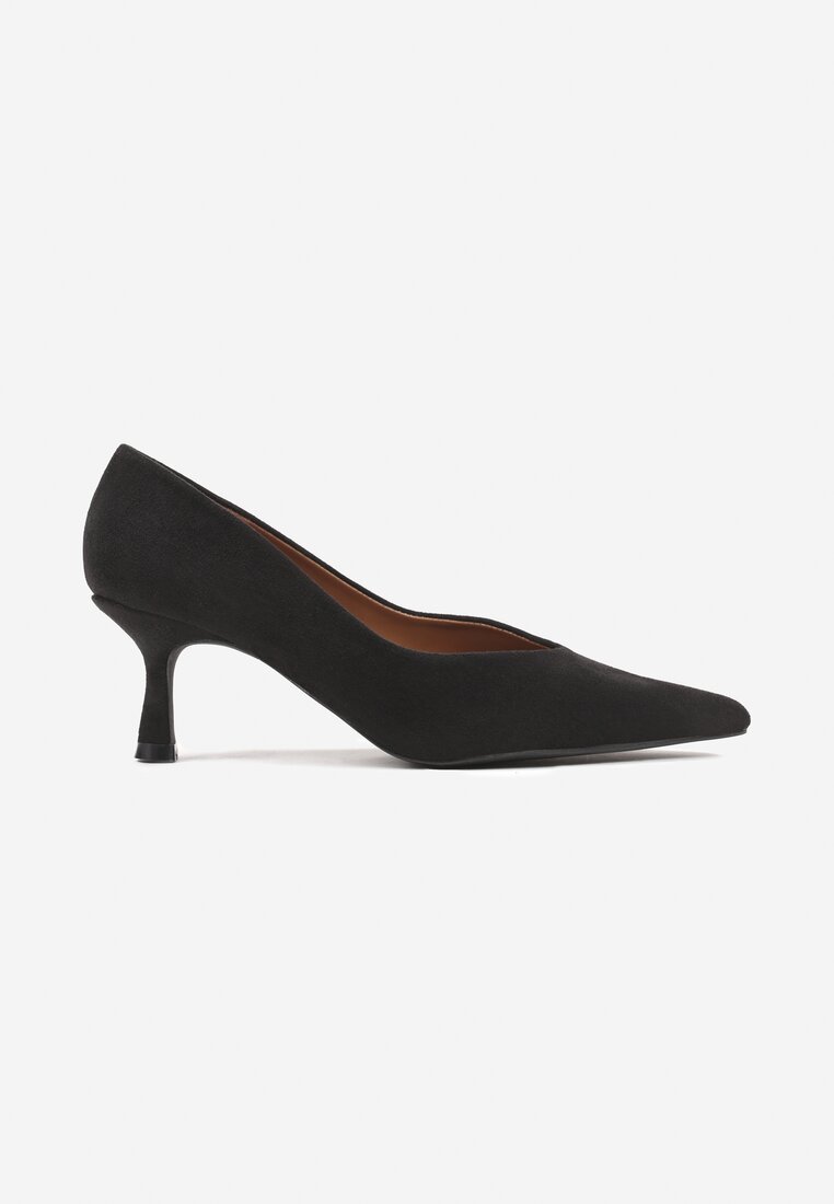 Czarne Czółenka na Obcasie Stiletto z Ekozamszu Felonda