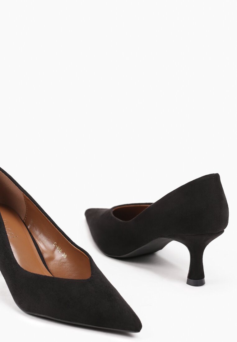 Czarne Czółenka na Obcasie Stiletto z Ekozamszu Felonda