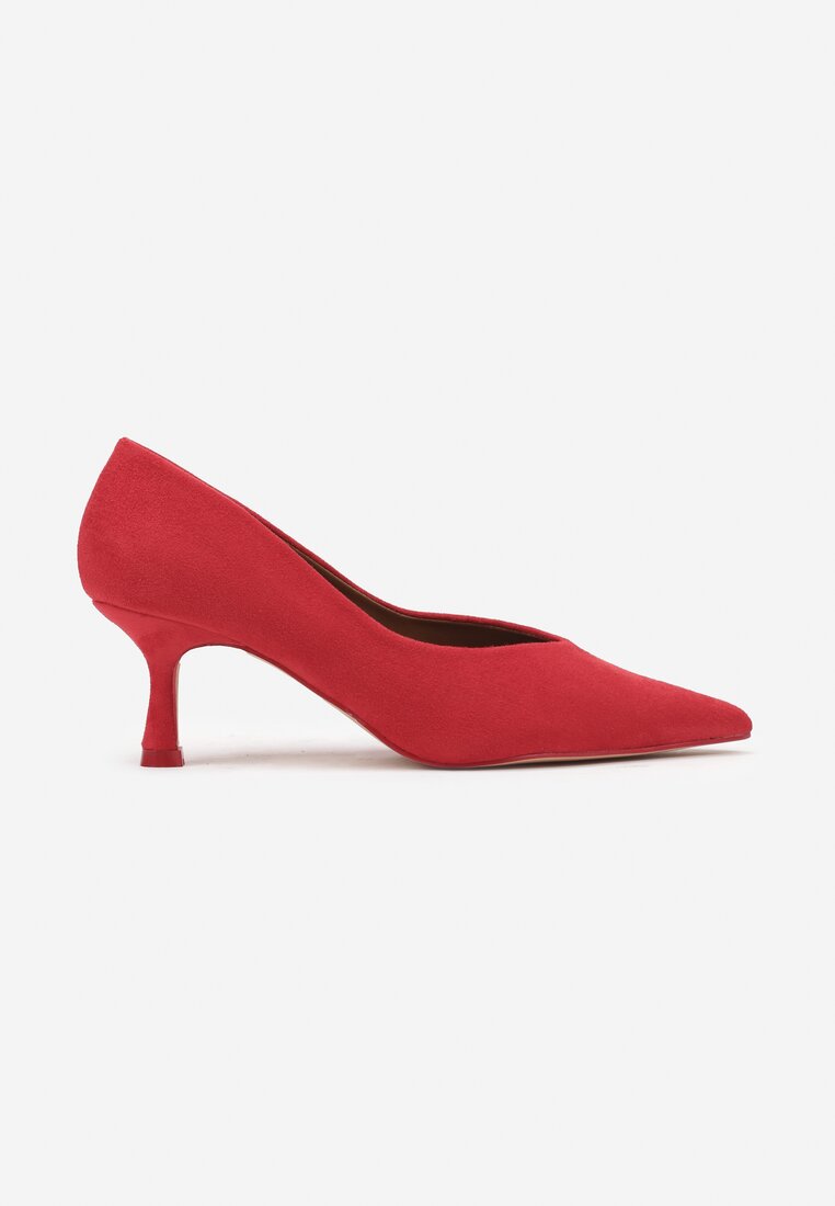 Czerwone Czółenka na Obcasie Stiletto z Ekozamszu Felonda