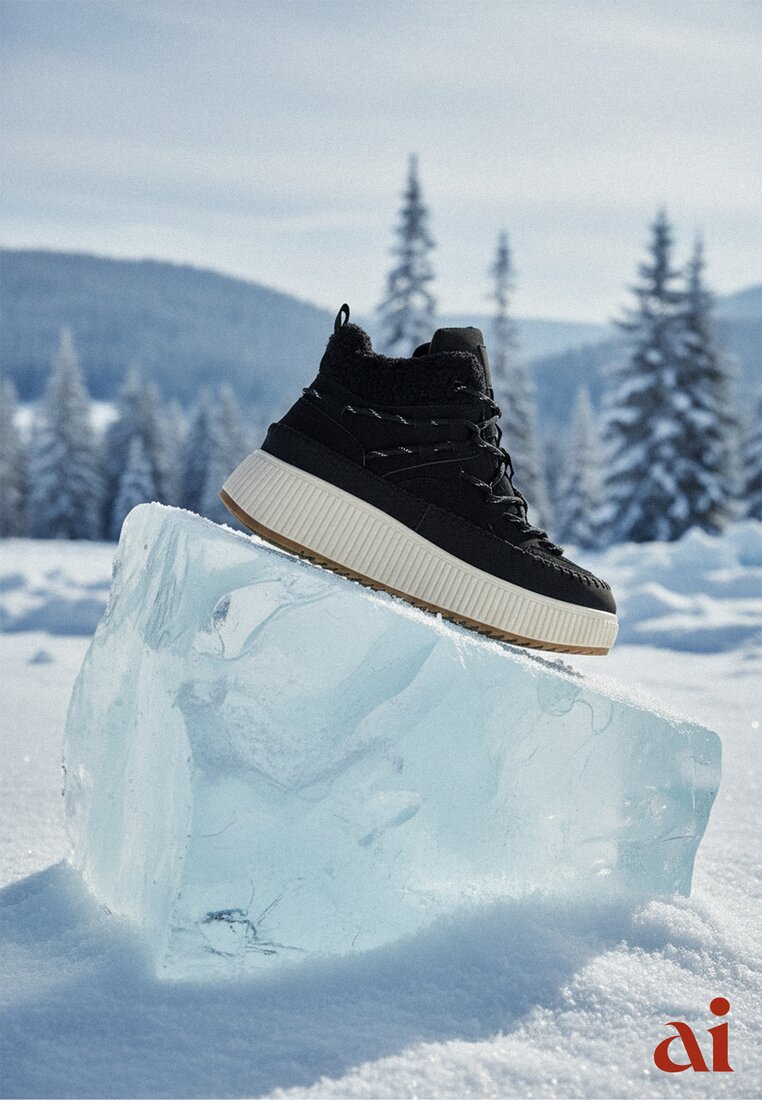 Czarne Śniegowce Traperki Vices z Futerkiem Typu Baranek i Platformą Terivelle