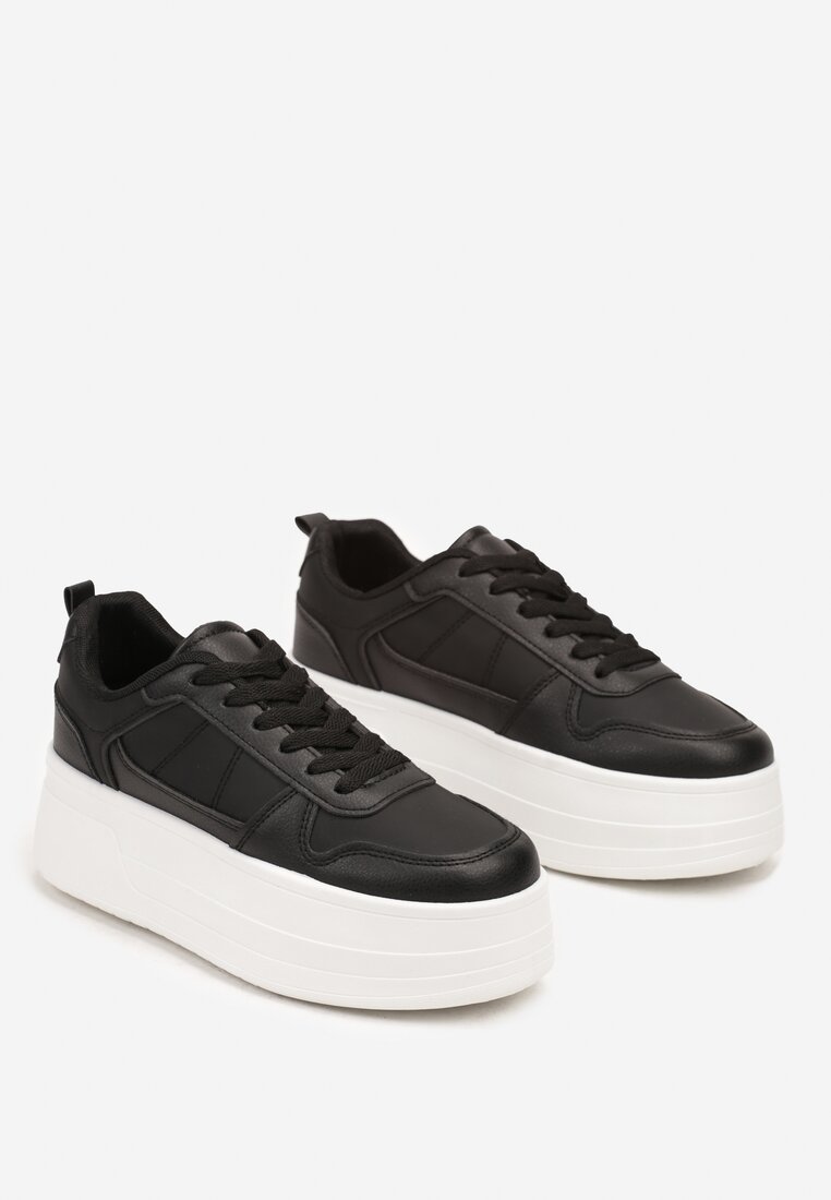Czarne Sneakersy na Wysokiej Platformie Revanisa