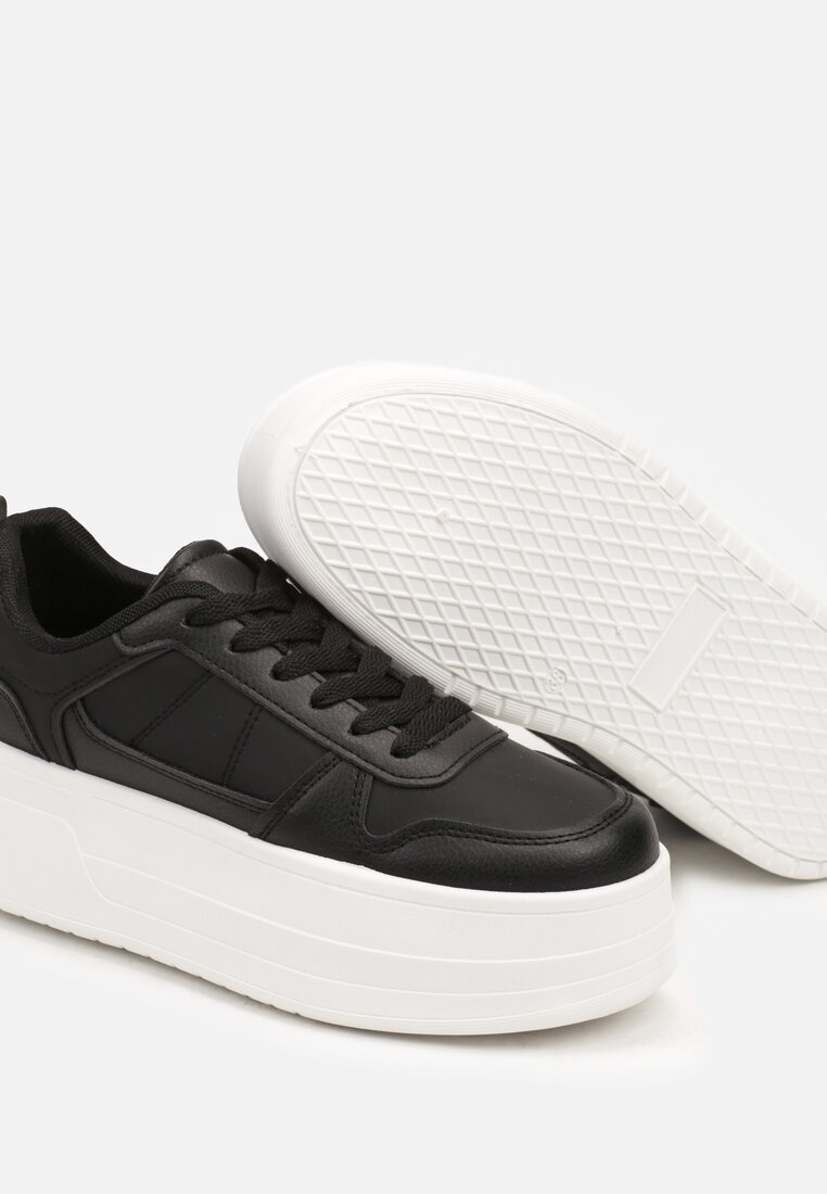 Czarne Sneakersy na Wysokiej Platformie Revanisa