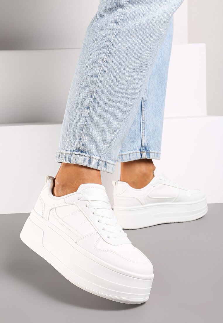 Białe Sneakersy na Wysokiej Platformie Revanisa