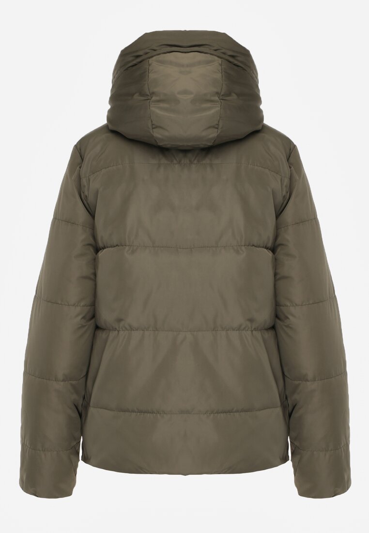 Ciemnozielona Pikowana Kurtka Dwustronna z Kapturem Ozdobiona Suwakami Nevetila