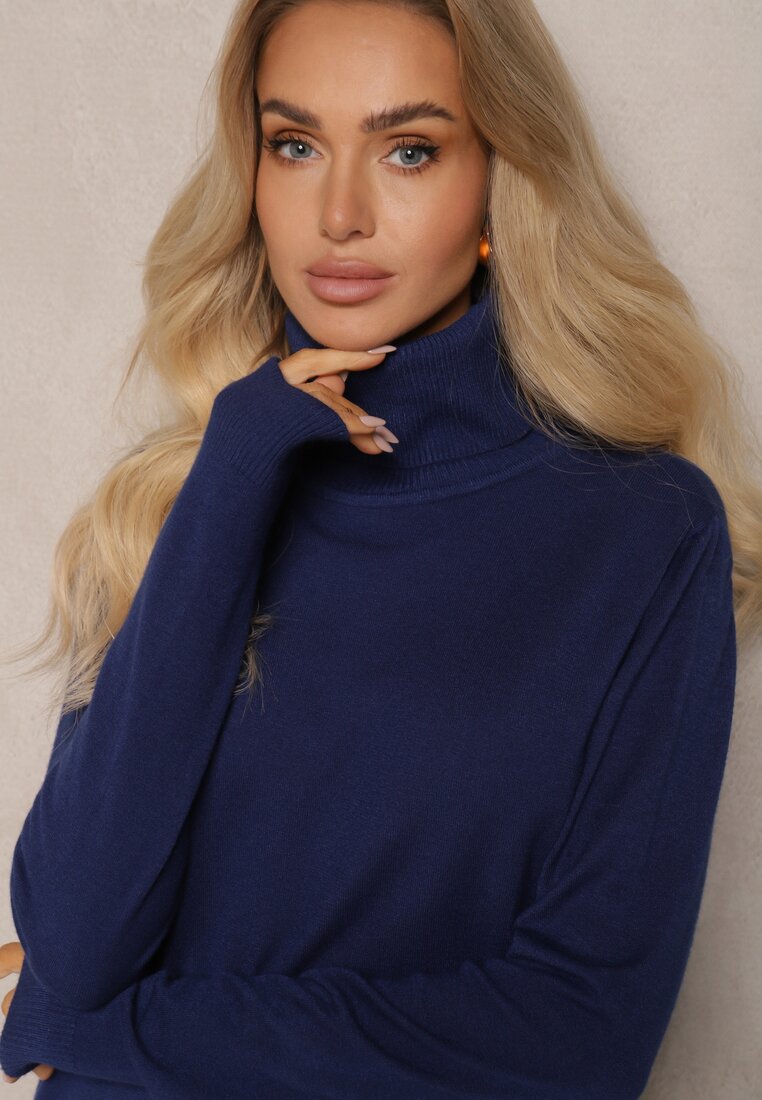 Pulover pe gât Bleumarin